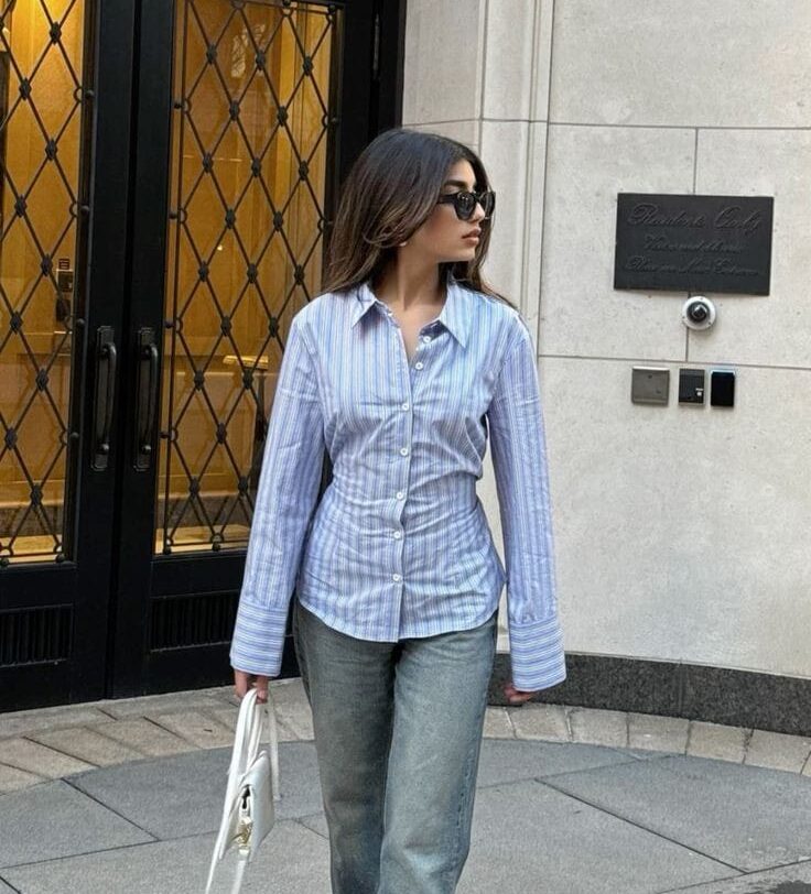 blue striped shirt